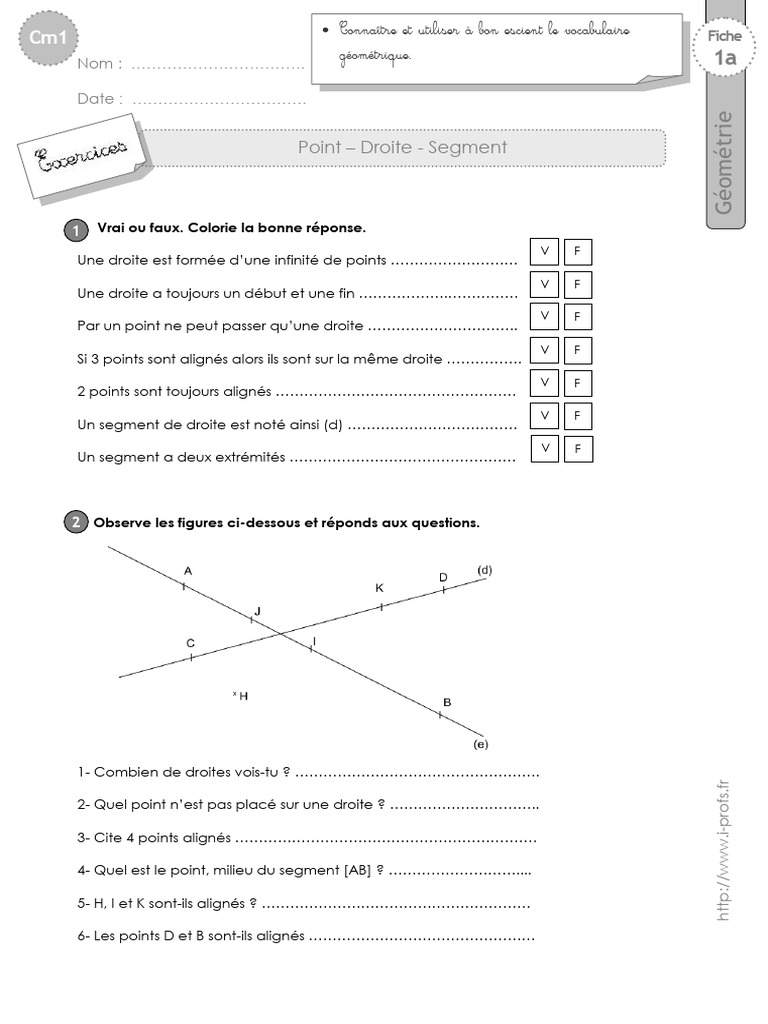 Droites Et Segments Ce2 Exercices cm1-exercices-pont-droite-segment | PDF