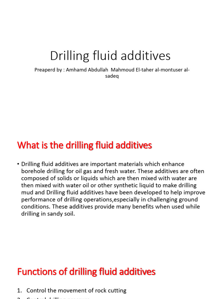 Drilling Fluid Additives PDF Oil Well Physical Sciences