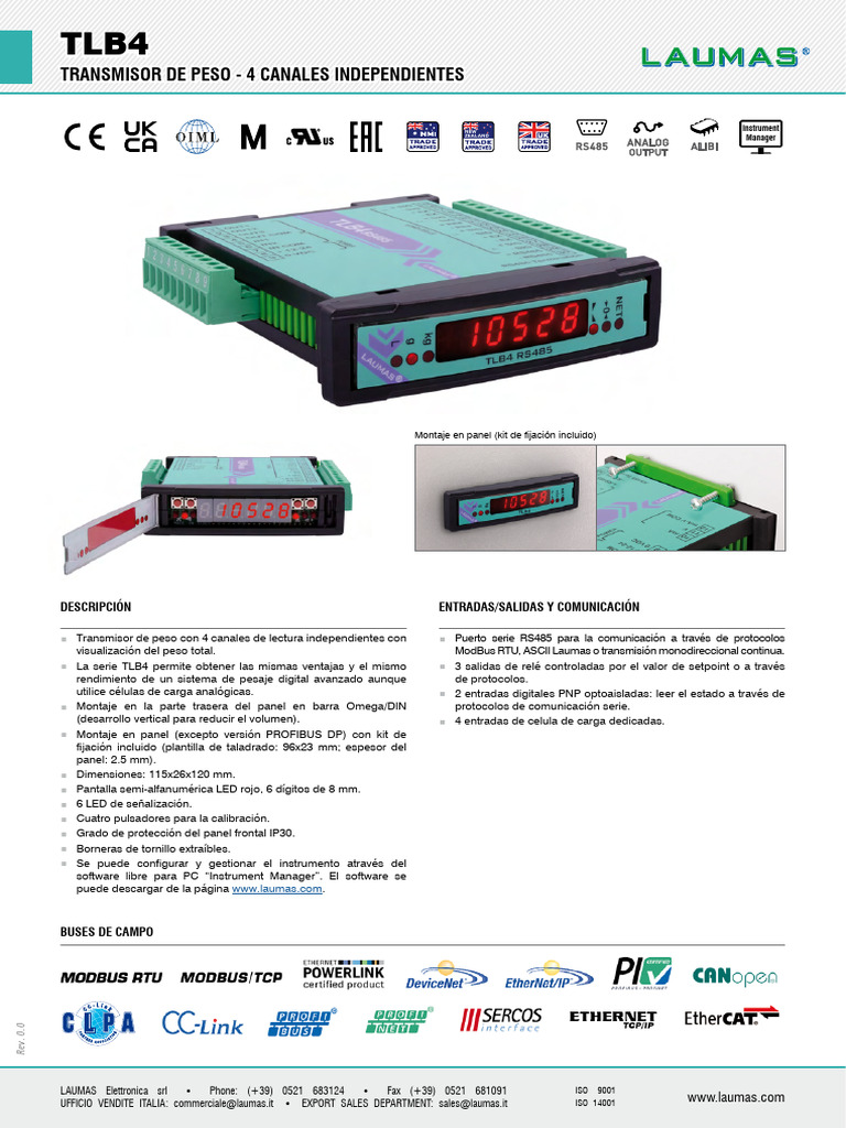 Transmisor de Peso TLB4: 4 Canales | PDF | Protocolos de red ...