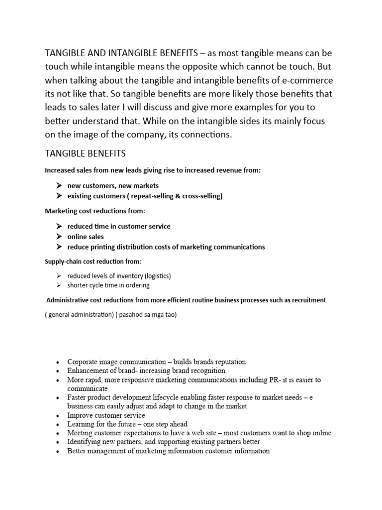 Tangible vs Intangible Benefits of E-Commerce | PDF | Business ...