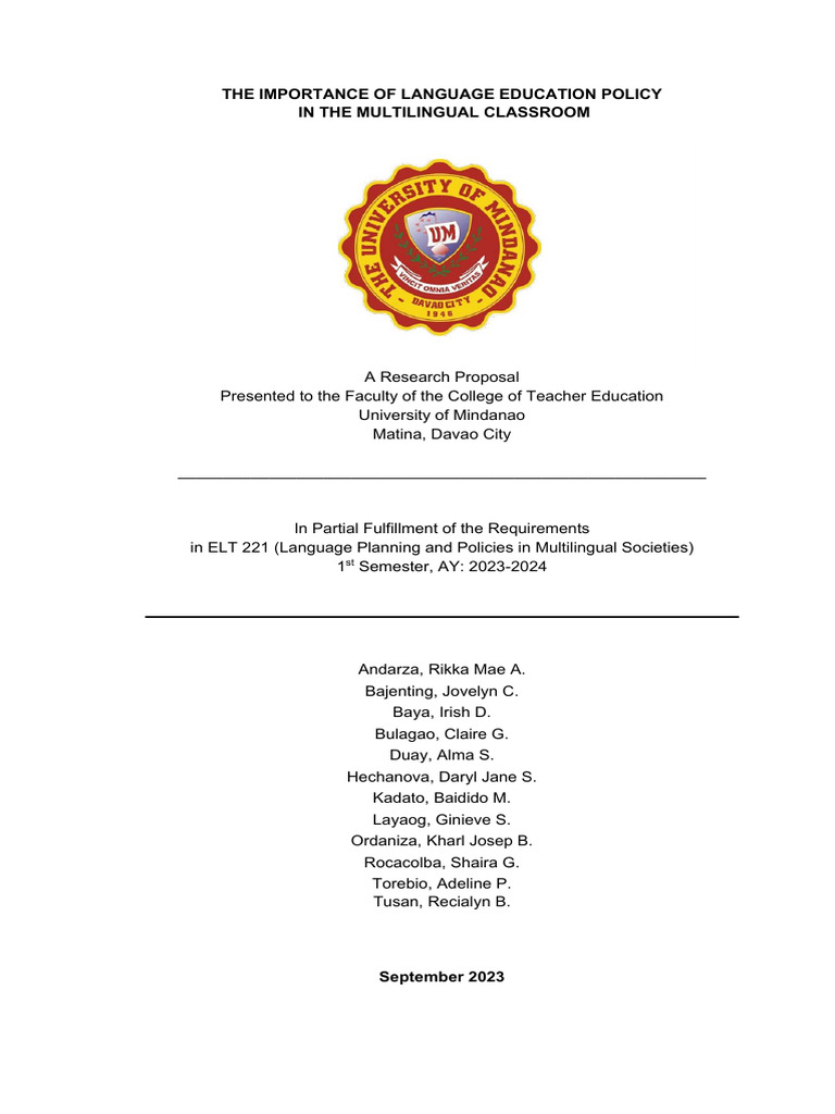 Language Policy in Multilingual Classrooms | PDF | Multilingualism ...