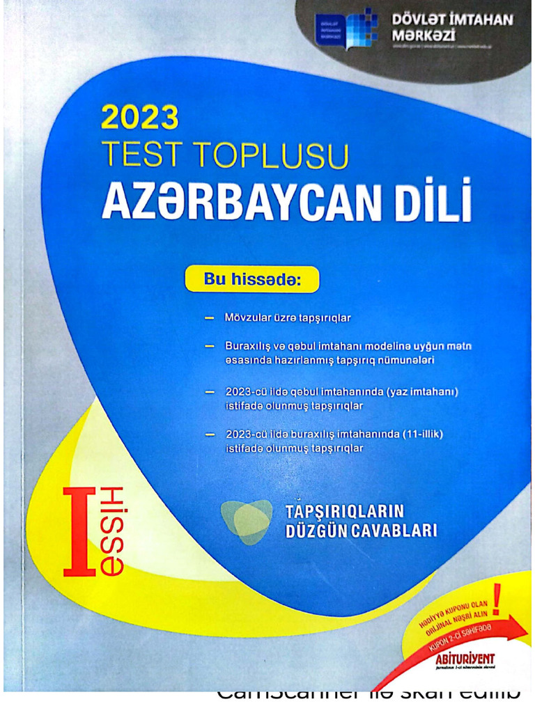 Azﾉ决baycan Dili Dim 2023 Test Toplusu Pdf