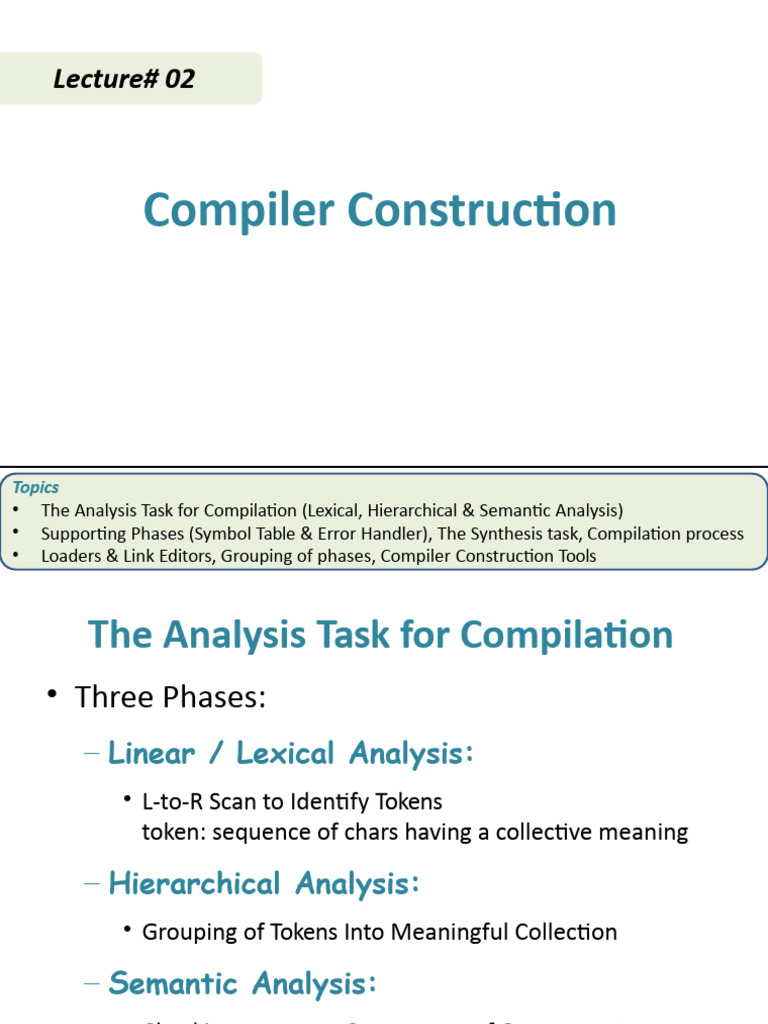 Lecture#2 Chap#1 (Compiler Introduction) | PDF | Compiler | Parsing