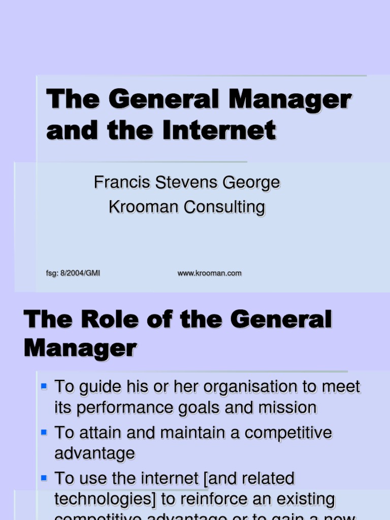The General Manager and The Internet | PDF | Business Model | Strategic ...