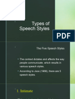 Types of Speech Styles