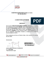 Carta Certificación Laboral Carlos David Mina Gamboa 21-07-2023