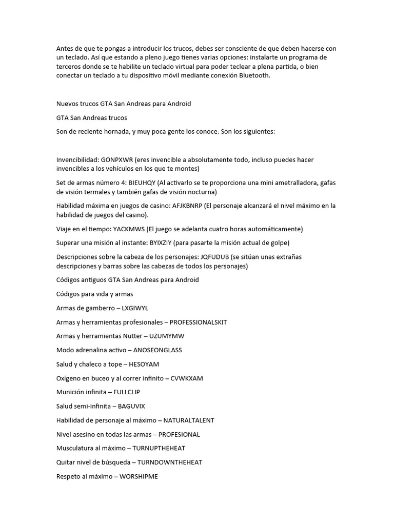 Trucos GTA Android PDF