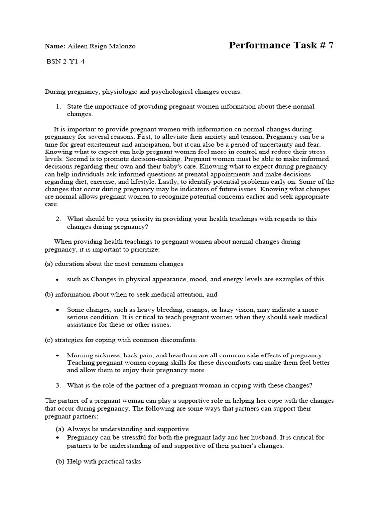 Performance Task # 7 | PDF | Pregnancy | Decision Making