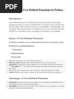 Report On User Defined Functions in Python