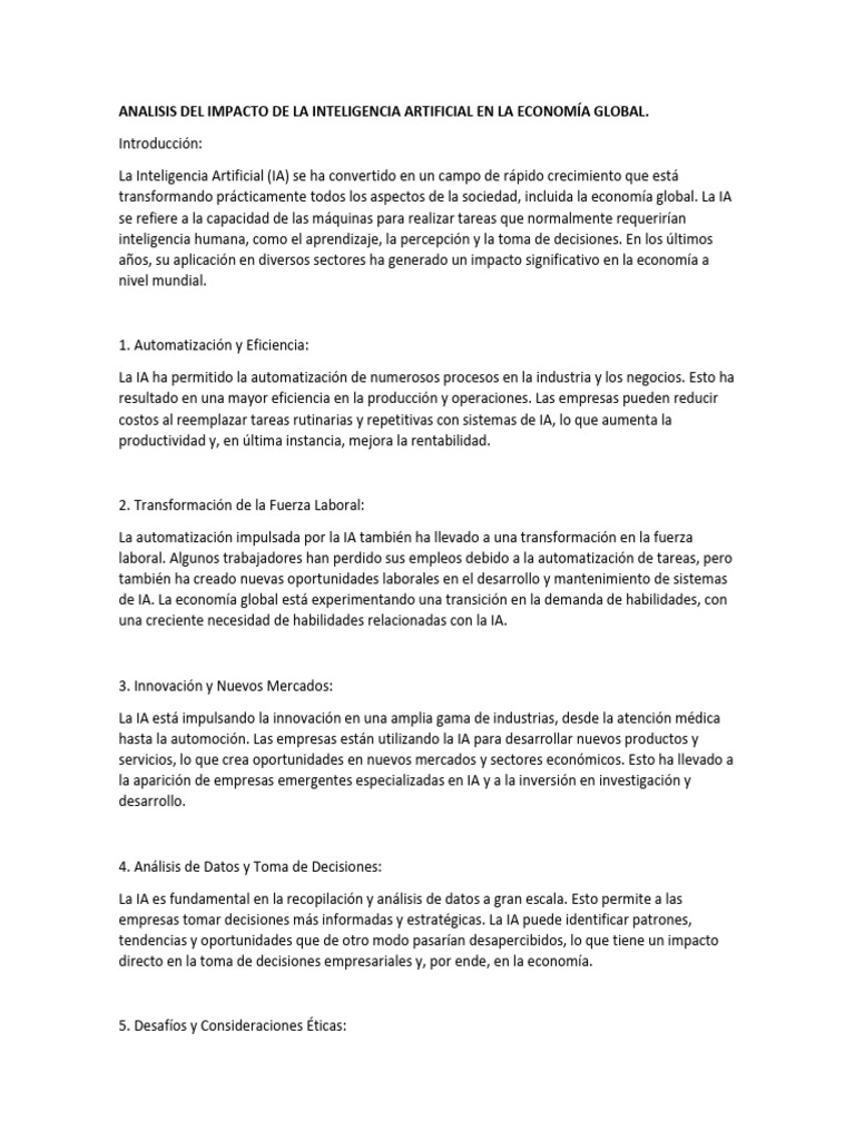 Impacto de la IA en la Economía Global | PDF