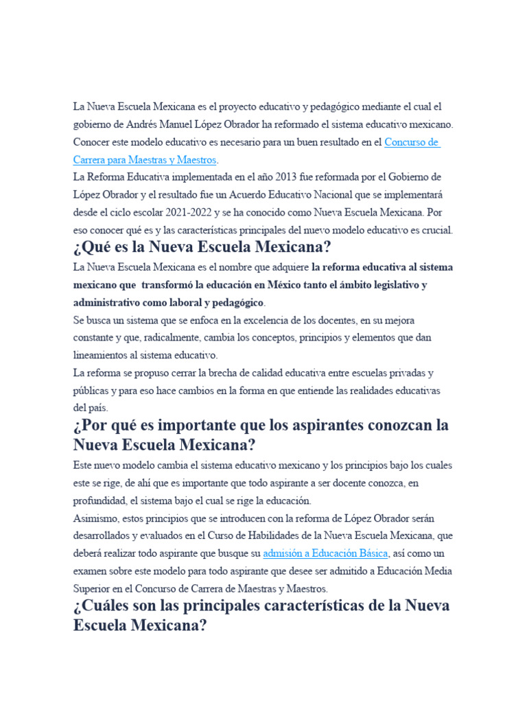 Qué es la Nueva Escuela Mexicana | PDF | Enseñando | Inclusión (Educación)