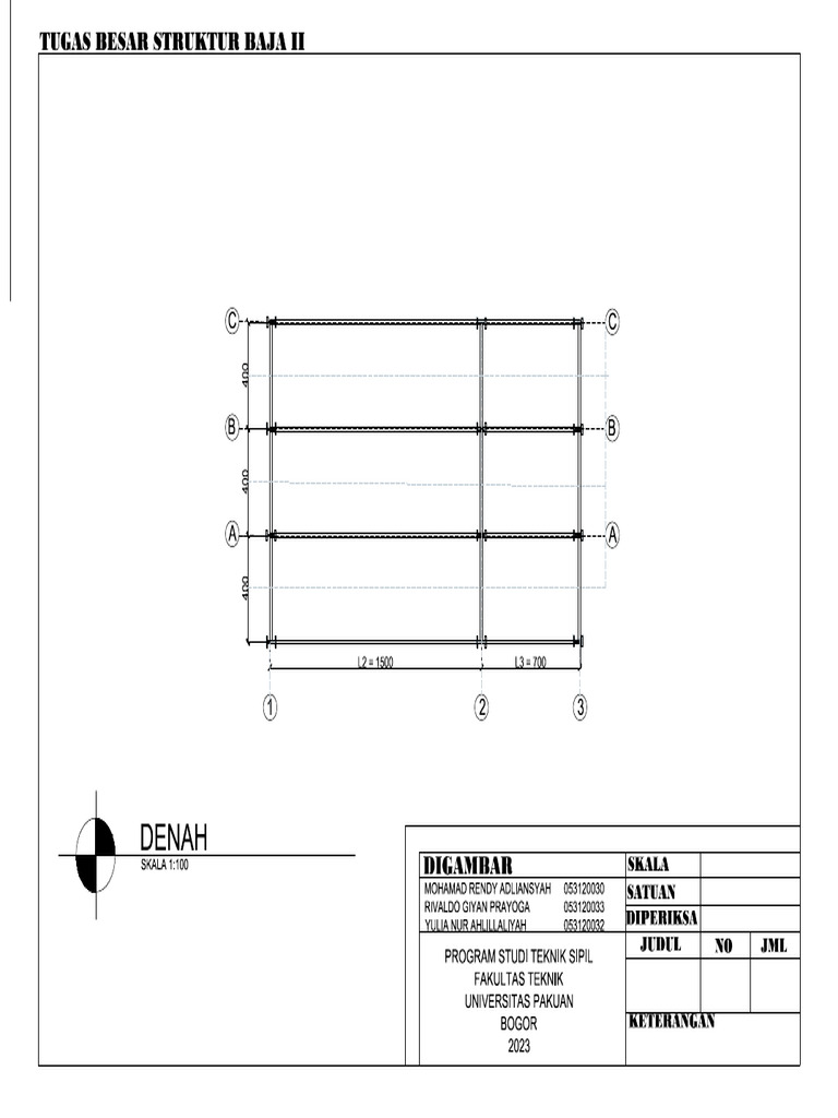 Denah Struktur Baja Skala 1:100 | PDF