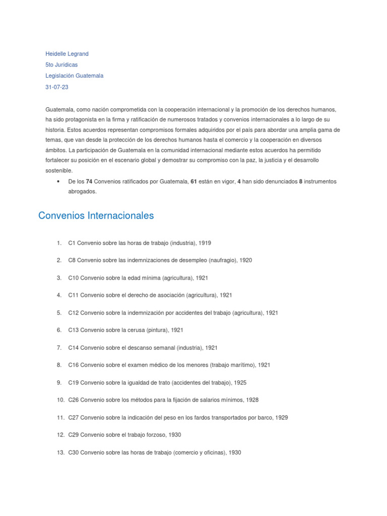 5 Convenios Internacionales de Guatemala | PDF | Guatemala | Labor