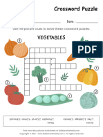 Crossword Puzzle Vegetables Worksheet