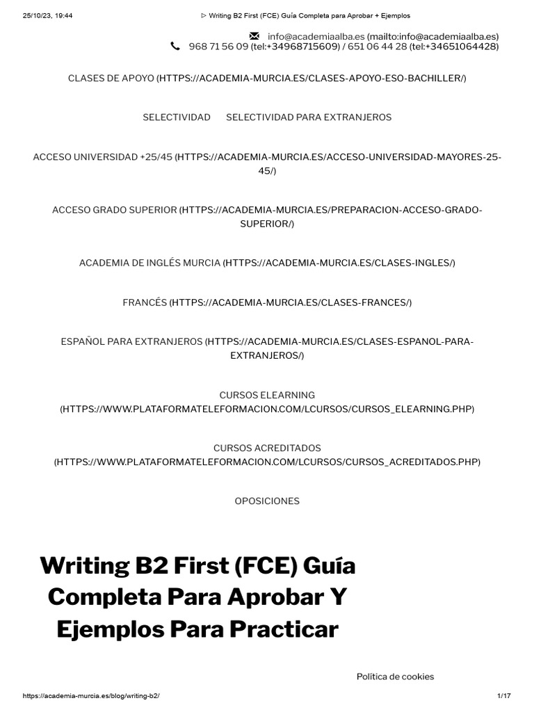 Guía de Writing B2 First: Ejemplos y Estructuras | PDF | Calificaciones ...