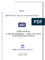 Bhel SAP HR and Payroll Implementation: User Manual Time Management - Applications in Enterprise Portal