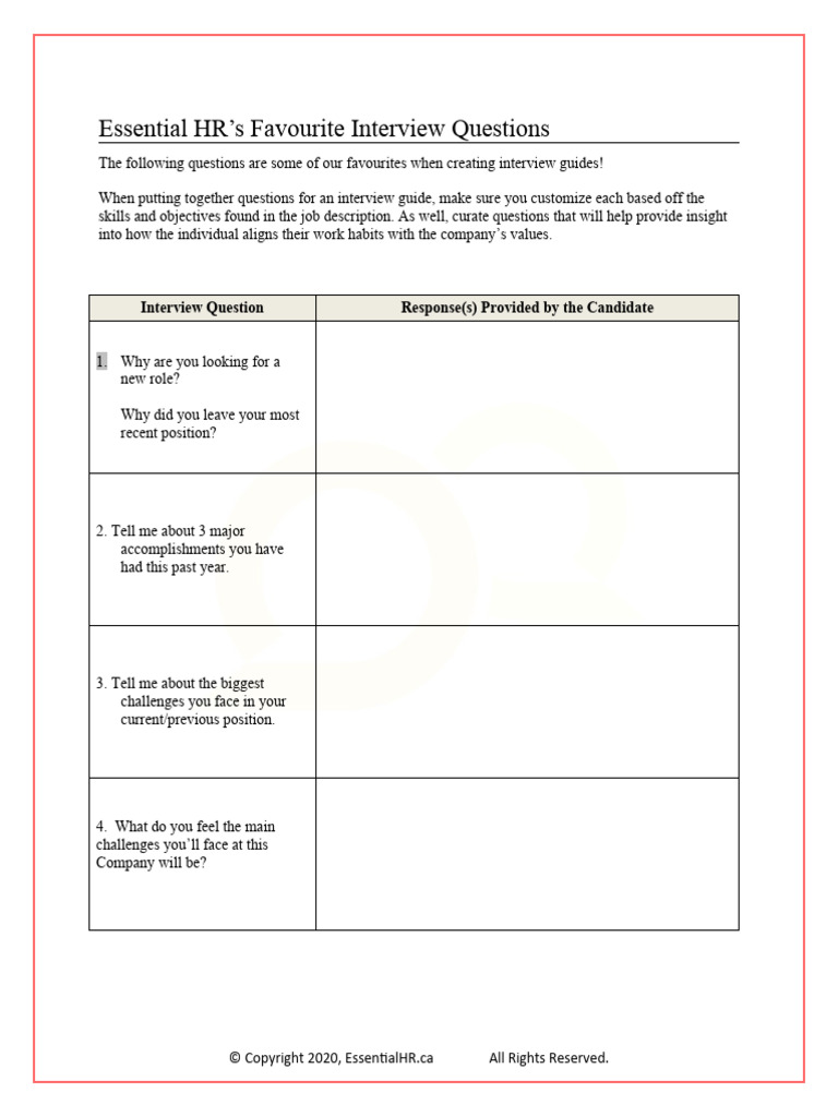 Job Interview Questions PDF