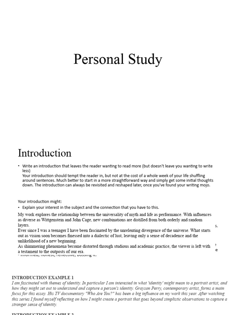 Personal Study | PDF | Idea | Experience