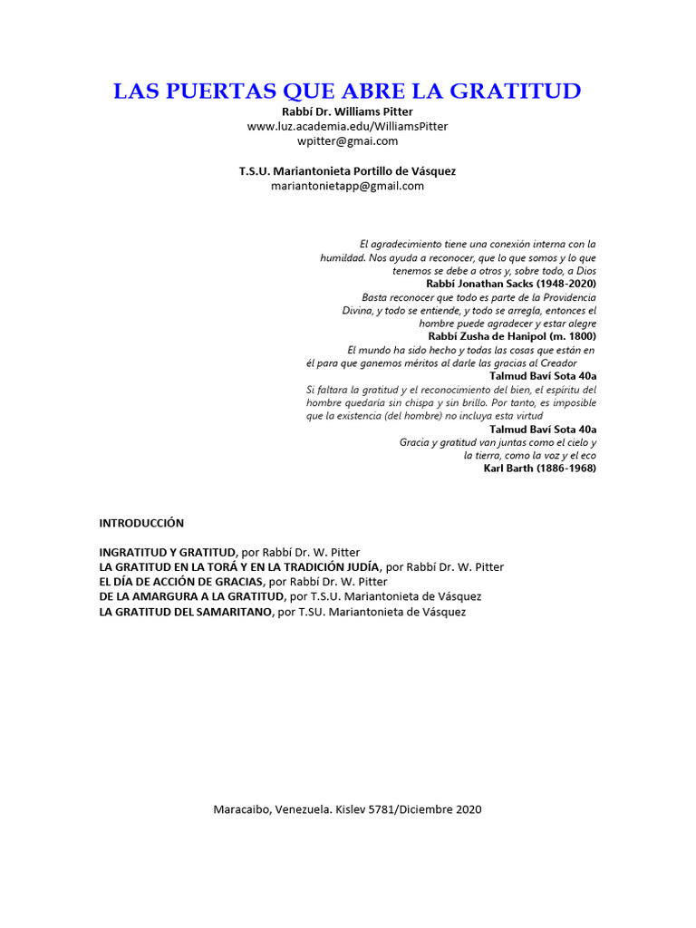 Las Puertas Que Abre La Gratitud | PDF | Halakha | Gratitud