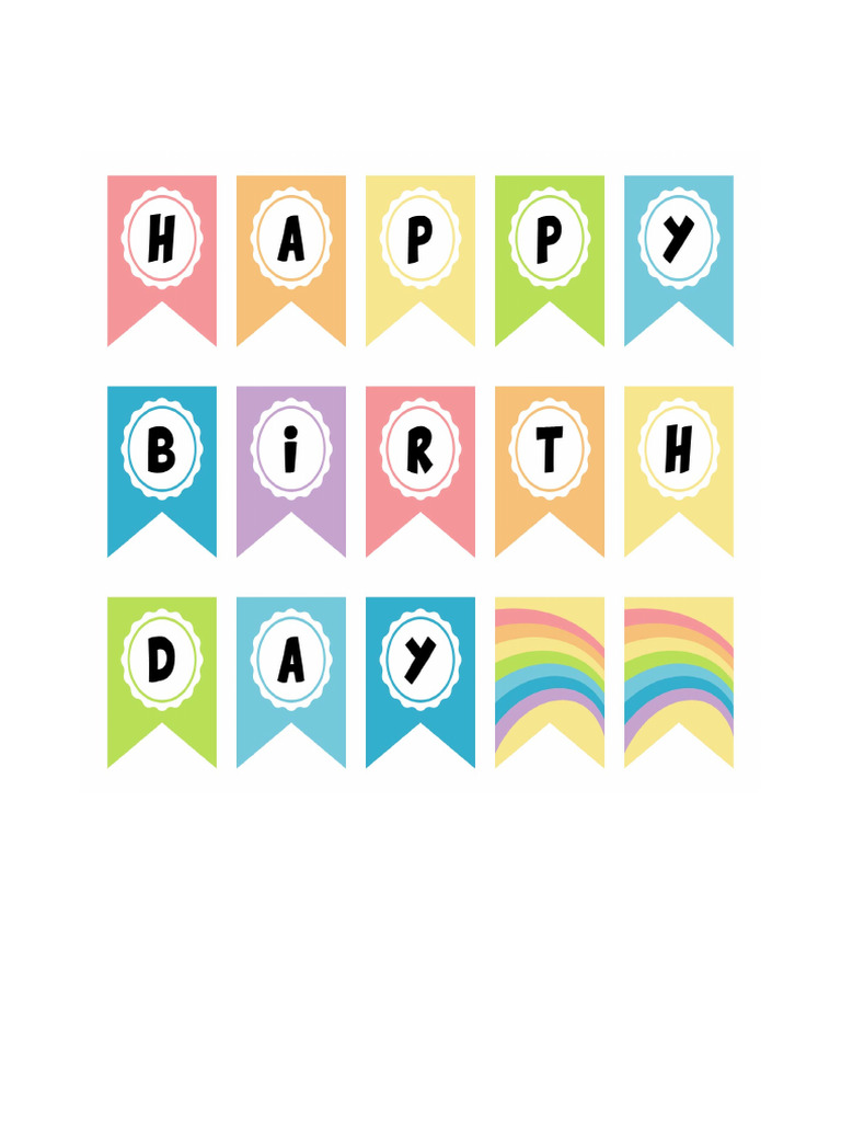 Rainbow Happy Birthday Banner Printable - 416881.jpg | PDF
