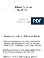 Database Systems CMP3101: Lecture #1 October 4, 2011