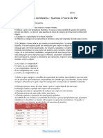 Exercício de Matéria - Química 1 Série Do EM