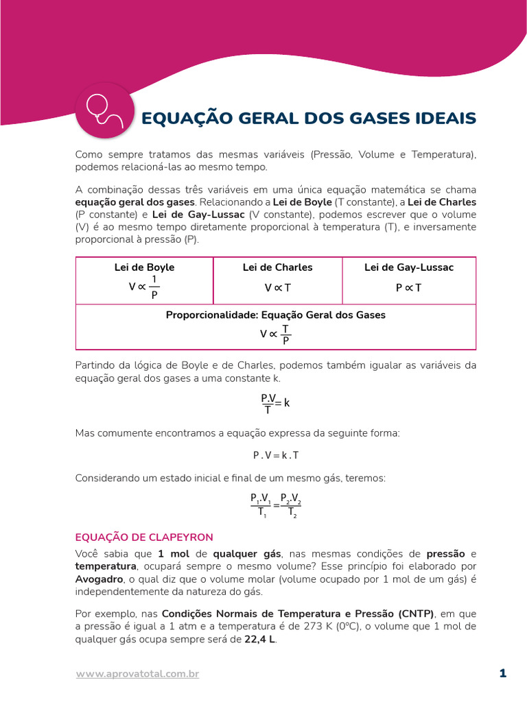Equação Geral dos Gases Ideais | PDF | Gases | Ciências Físicas