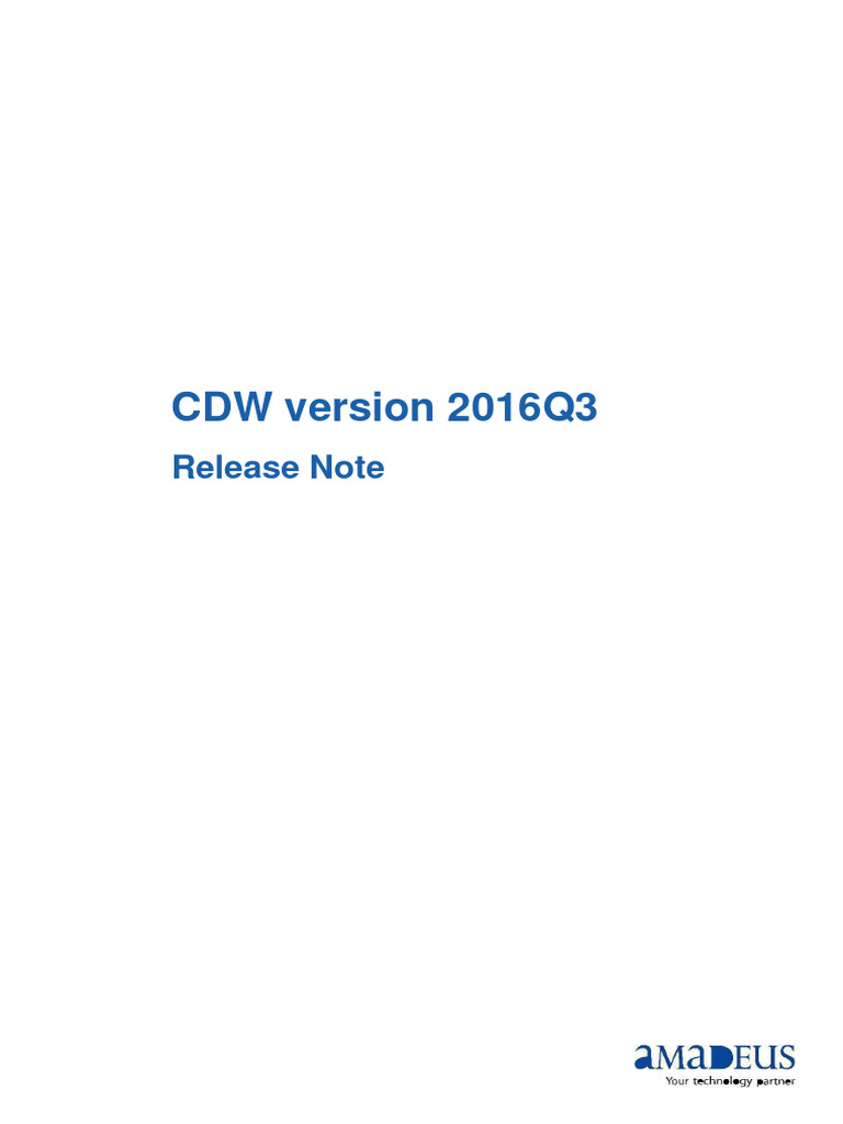 CDW Version 2016Q3 Release Note | PDF | Information Technology ...