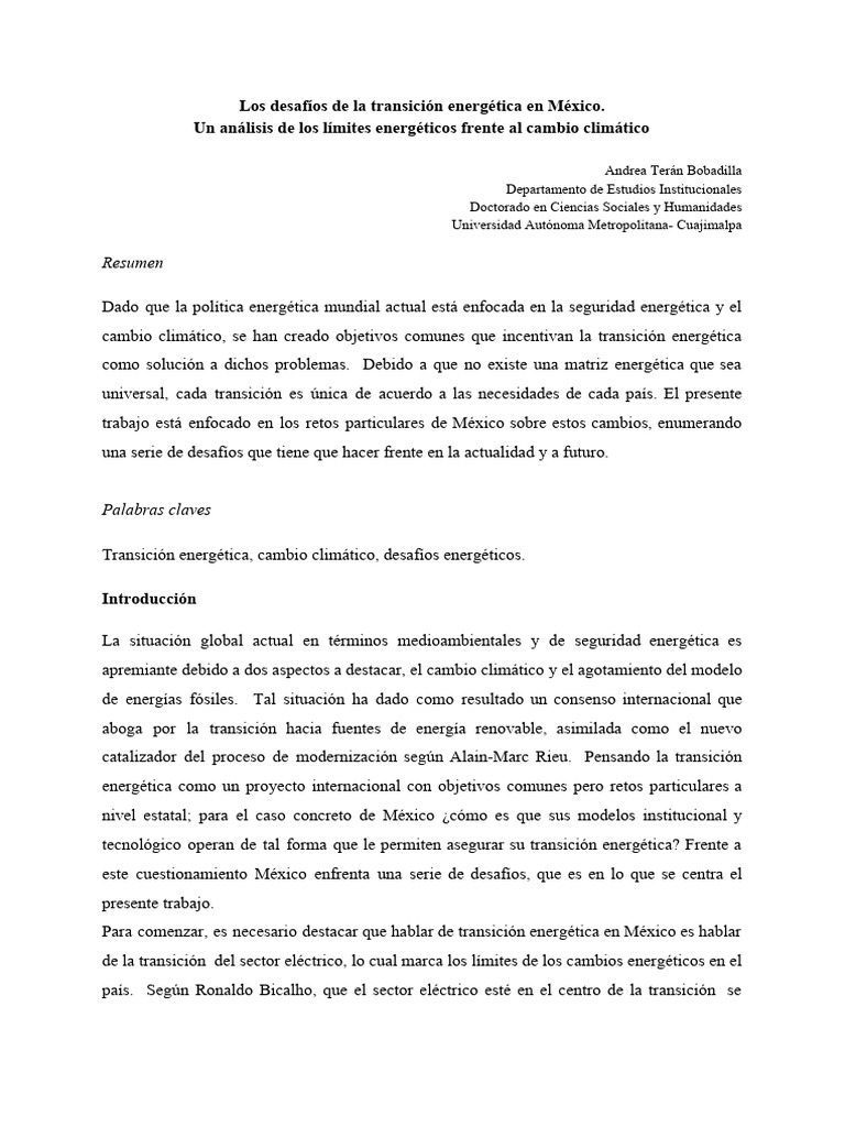 Desafíos de la transición energética en México | PDF | Energía ...