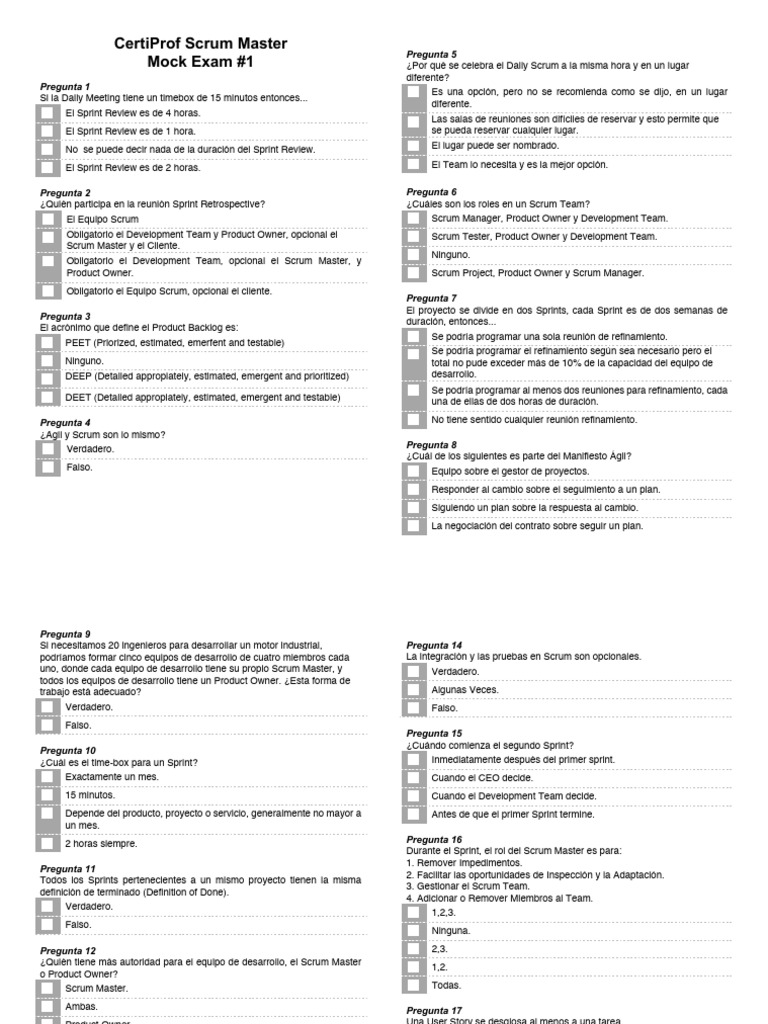 Examen Simulado CertiProf Scrum Master | PDF | Scrum (desarrollo de ...