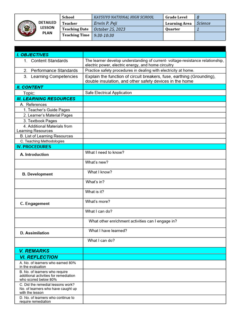 DLP Template PDF Learning Teachers