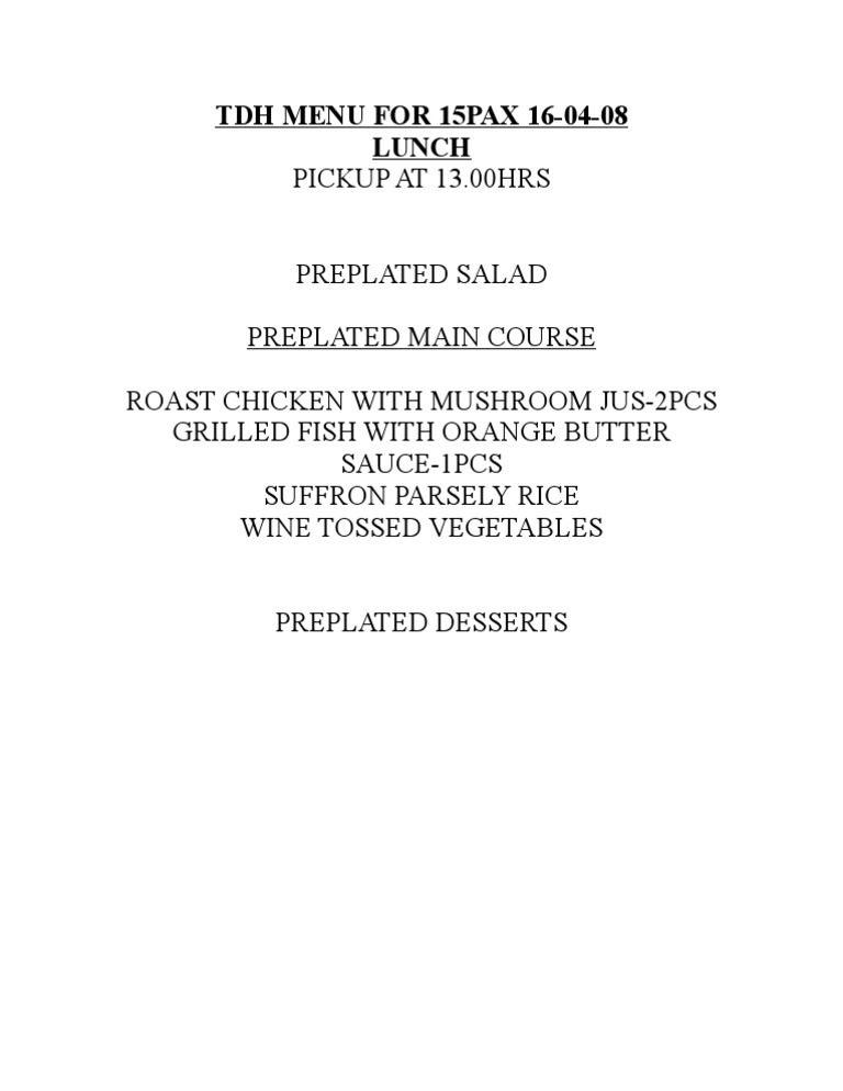 TDH Menu For 15pax 16 PDF