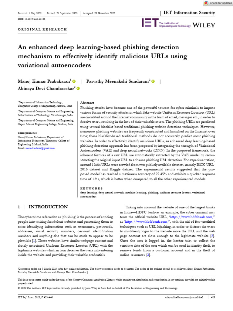 Enhanced Deep Learning for Phishing Detection | PDF | Machine Learning ...