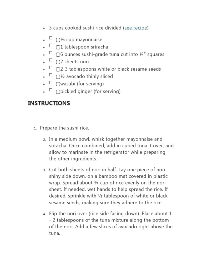 Recipe Sushi | PDF