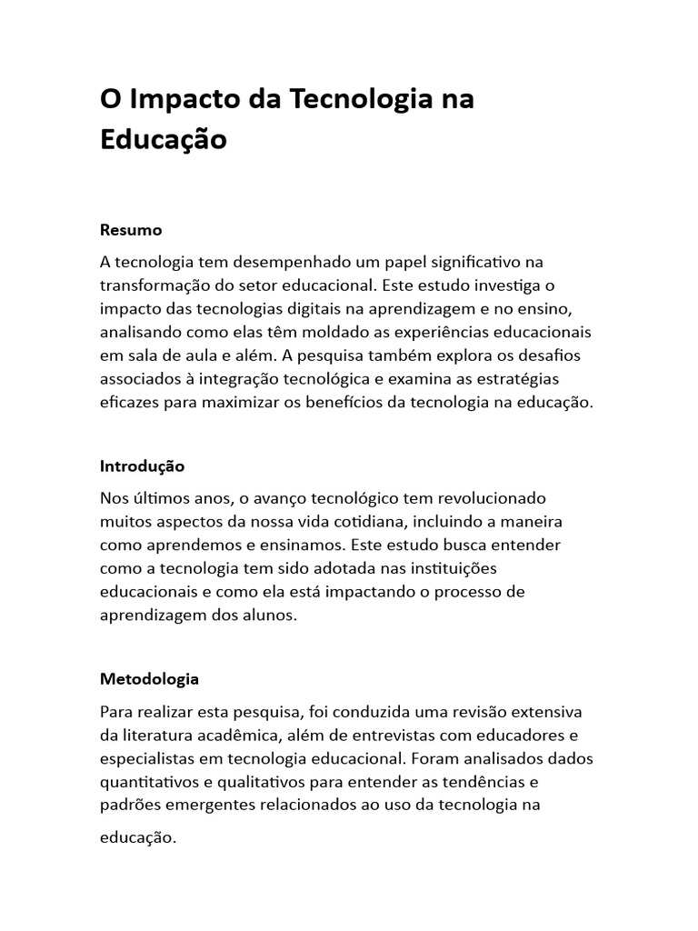 Impacto da Tecnologia na Educação | PDF | Arte