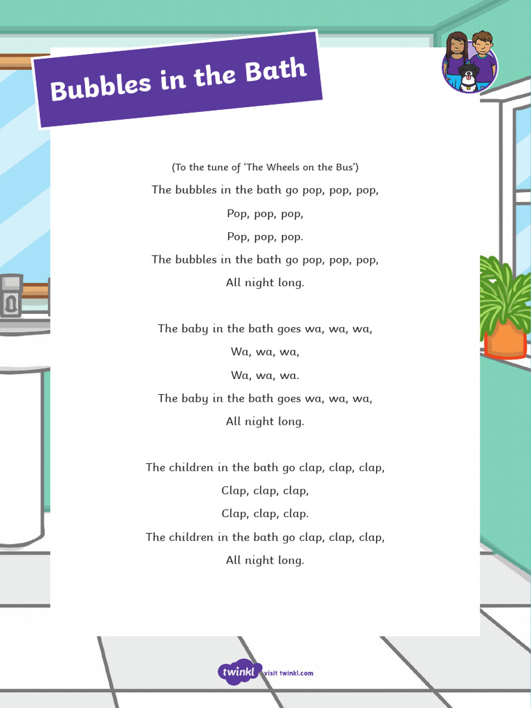 Bubbles in The Bath Song Sheet PDF