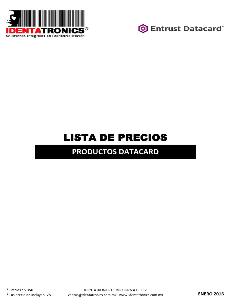 Lista de Precios Datacard Login 27 01 2016 20160127 180210 PDF