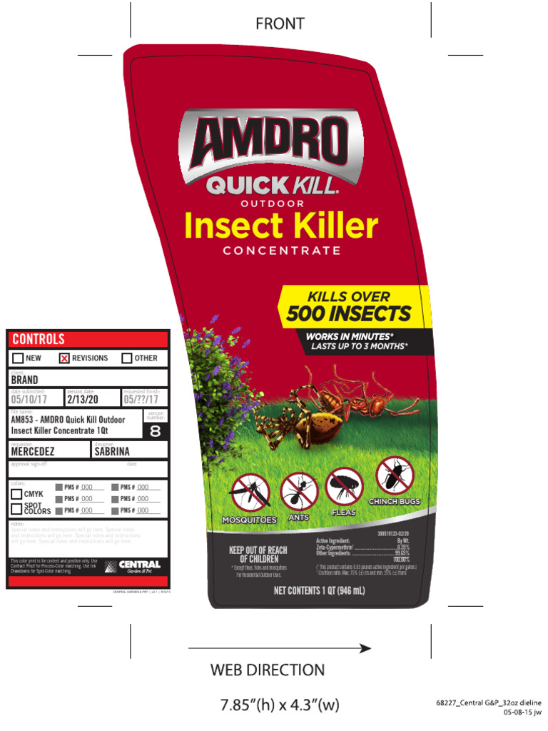 Amdro Quick Kill Outdoor Insect Killer Concentrate 32oz Label PDF