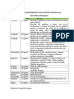 CALENDARIO DE EVALUACIONES 2° Basico 2022 AGOSTO