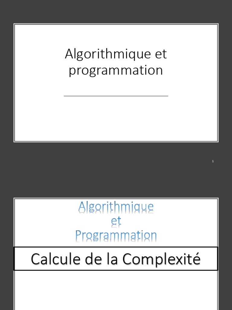 Calcul et Estimation de Complexité Algorithmique | PDF | Matériel ...