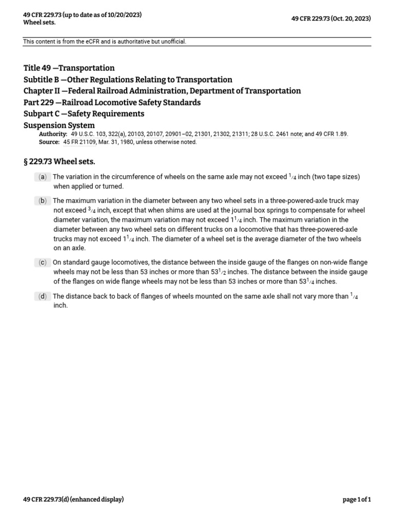 49 cfr 229 73 up to date as of 10 20 2023 pdf