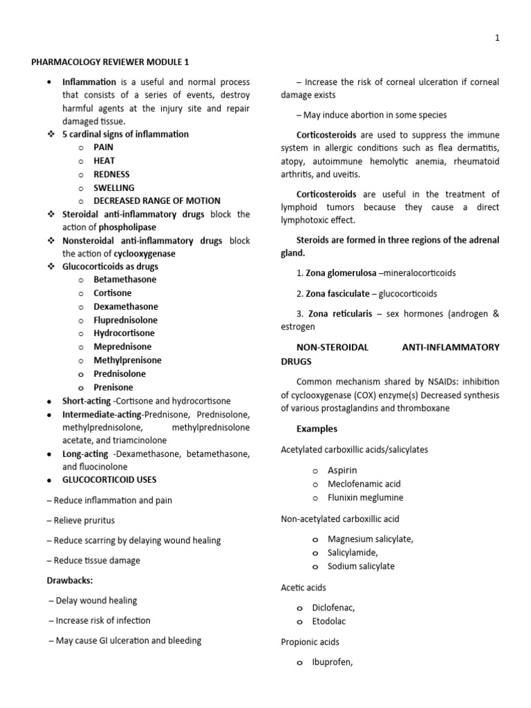 Pharmacology Reviewer Module 1 | PDF | Nonsteroidal Anti Inflammatory ...