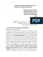 Contestación de Demanda de Nulidad Administrativa Ante La Junta Arbitral de Transportes de Madrid