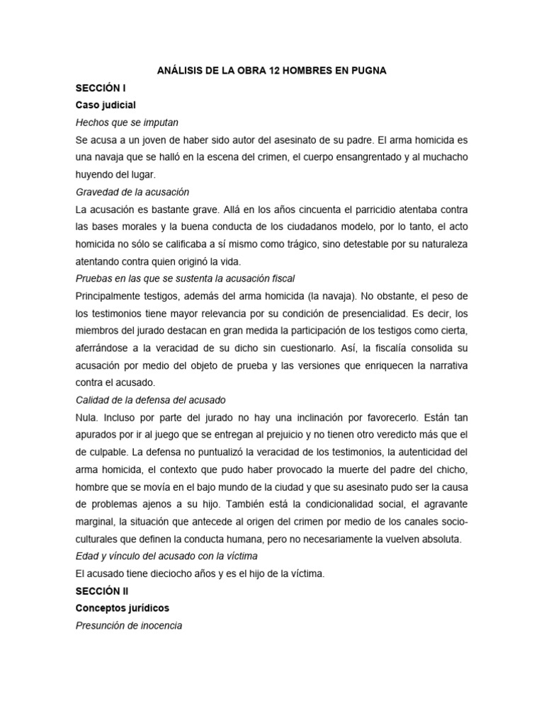 Análisis de La Obra 12 Hombres en Pugna PDF Razonamiento deductivo