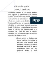 Artículo de Opinión Tema: El Cambio Climático