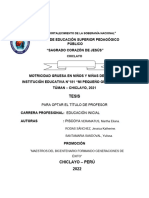 Tesis - Motrie 4 Años - Institución Educativa N°181 "Mi Pequeño Gran Mundo". Túman - Chiclayo