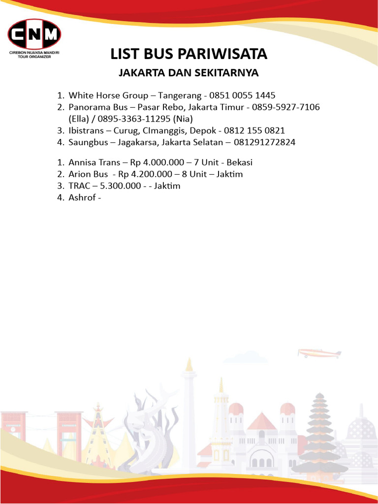 Harga Sewa Bus Pariwisata Jakarta: Panduan Lengkap untuk Liburan Anda yang Tak Terlupakan