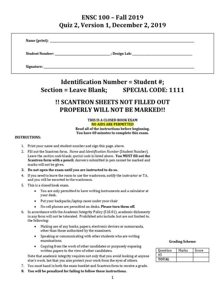 ENSC 100 Quiz 2 Instructions | PDF | Reason | Artificial Intelligence