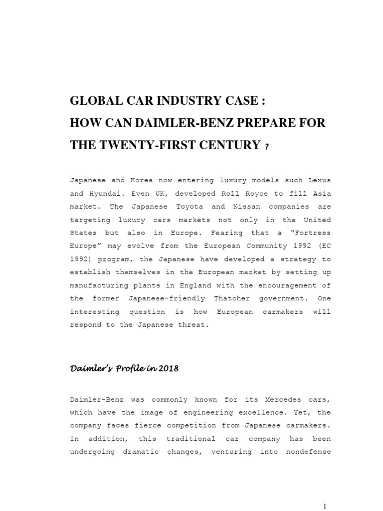 Global Car Industry Case Download Free Pdf Car Mercedes Benz