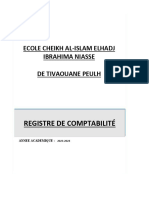 REGISTRE DE COMPTABILITÉ OFFICIEL DE L'ECOLE Elhadj Ibrahim
